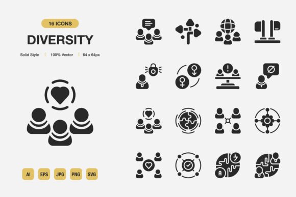 Diversity Solid Icons: Clean Design for Every Project