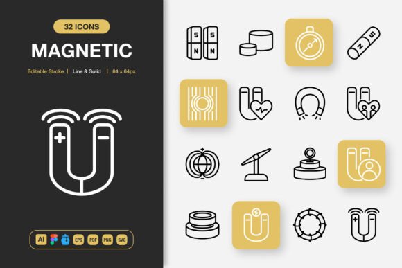 Magnetic Icons: Versatile Minimalist Design for Every Project